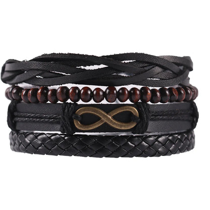 Retro Geometric Pu Leather Knitting Unisex Bracelets