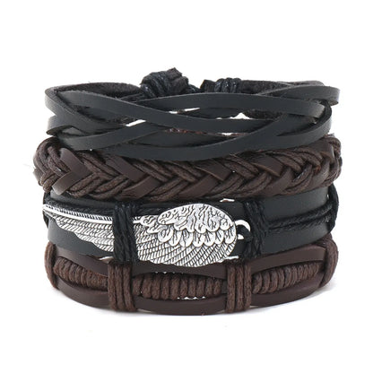 Retro Geometric Pu Leather Knitting Unisex Bracelets