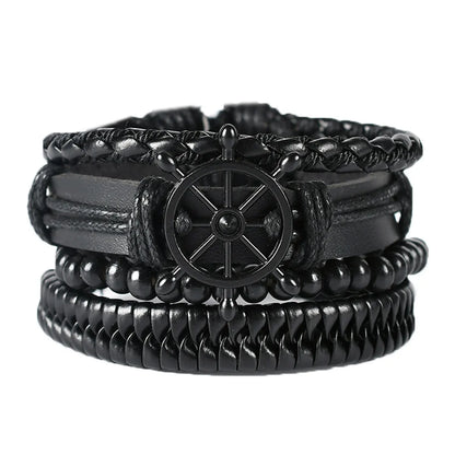 Retro Geometric Pu Leather Knitting Unisex Bracelets