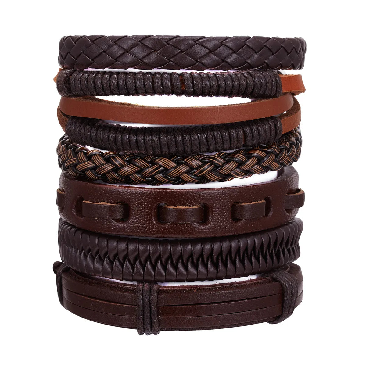 Retro Geometric Pu Leather Rope Braid Men'S Bracelets