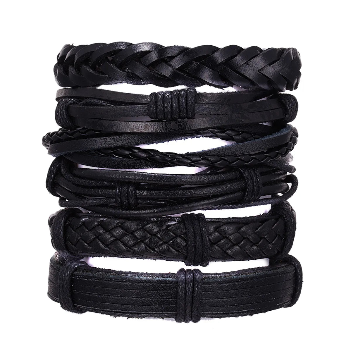 Retro Geometric Pu Leather Rope Braid Men'S Bracelets