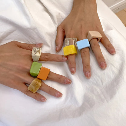 Retro Geometric Resin Irregular Women's Rings 1 Piece