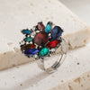 Retro Geometric Rhinestone Adjustable Index Finger Ring For Women Elegant Exaggerated Fashion Statement Ring