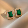 Retro Geometric Rhinestone Inlaid Square Earrings For Women Electroplated Palace Style Fashion Jewelry
