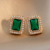 Retro Geometric Rhinestone Inlaid Square Earrings For Women Electroplated Palace Style Fashion Jewelry