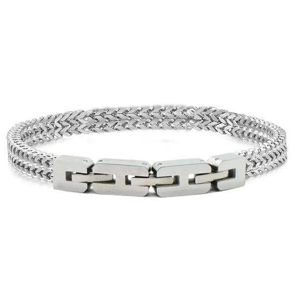 Retro Geometric Rhombus Titanium Steel Polishing Men'S Bracelets