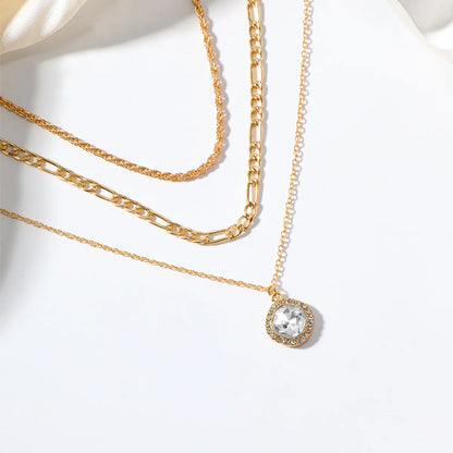 Retro Geometric Round Rhinestones Alloy Wholesale Necklace