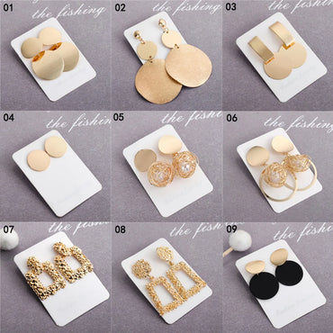 Retro Geometric Round Square Alloy Patchwork Women's Drop Earrings 1 Pair