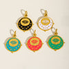 Retro Geometric Round Stainless Steel Pendant With Eyes Stars Sun And Dripping Oil Design