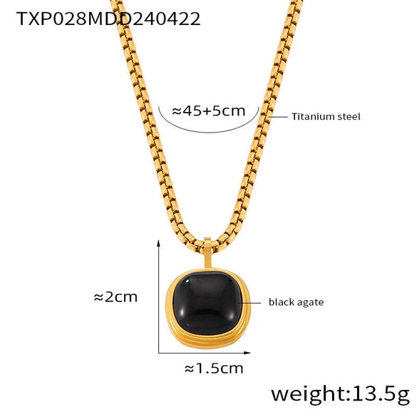 Retro Geometric Round Tiger's Eye Titanium Steel Earrings With Electroplating Treatment For Women