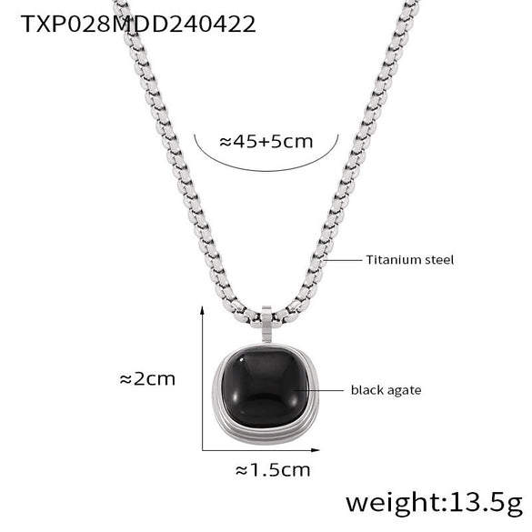 Retro Geometric Round Titanium Steel And Tiger's Eye Earrings With Electroplating For Women