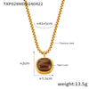 Retro Geometric Round Titanium Steel And Tiger's Eye Earrings With Electroplating For Women