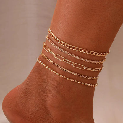 Retro Geometric Solid Color Alloy Wholesale Anklet