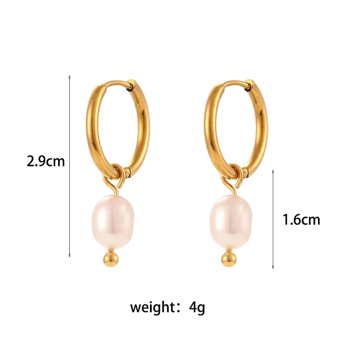 Retro Geometric Inlay 304 Stainless Steel Artificial Pearls 18K Gold Plated Earrings