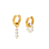 Retro Geometric Stainless Steel Gold Plated Pearl Earrings 1 Pair