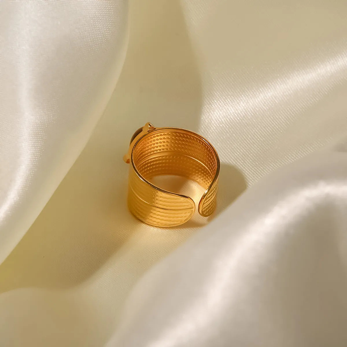 Retro Geometric Stainless Steel Irregular Gold Plated Open Ring