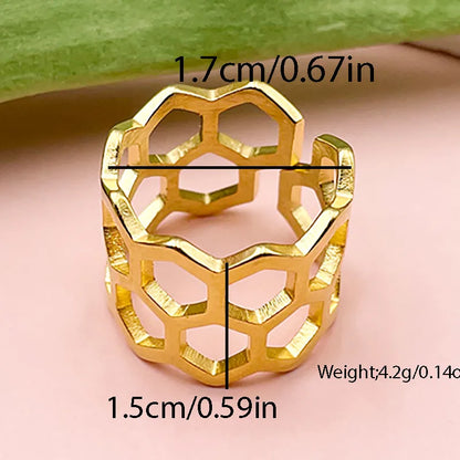 Retro Geometric Stainless Steel Irregular Rings 1 Piece