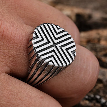 Retro Geometric 304 Stainless Steel Men'S Rings