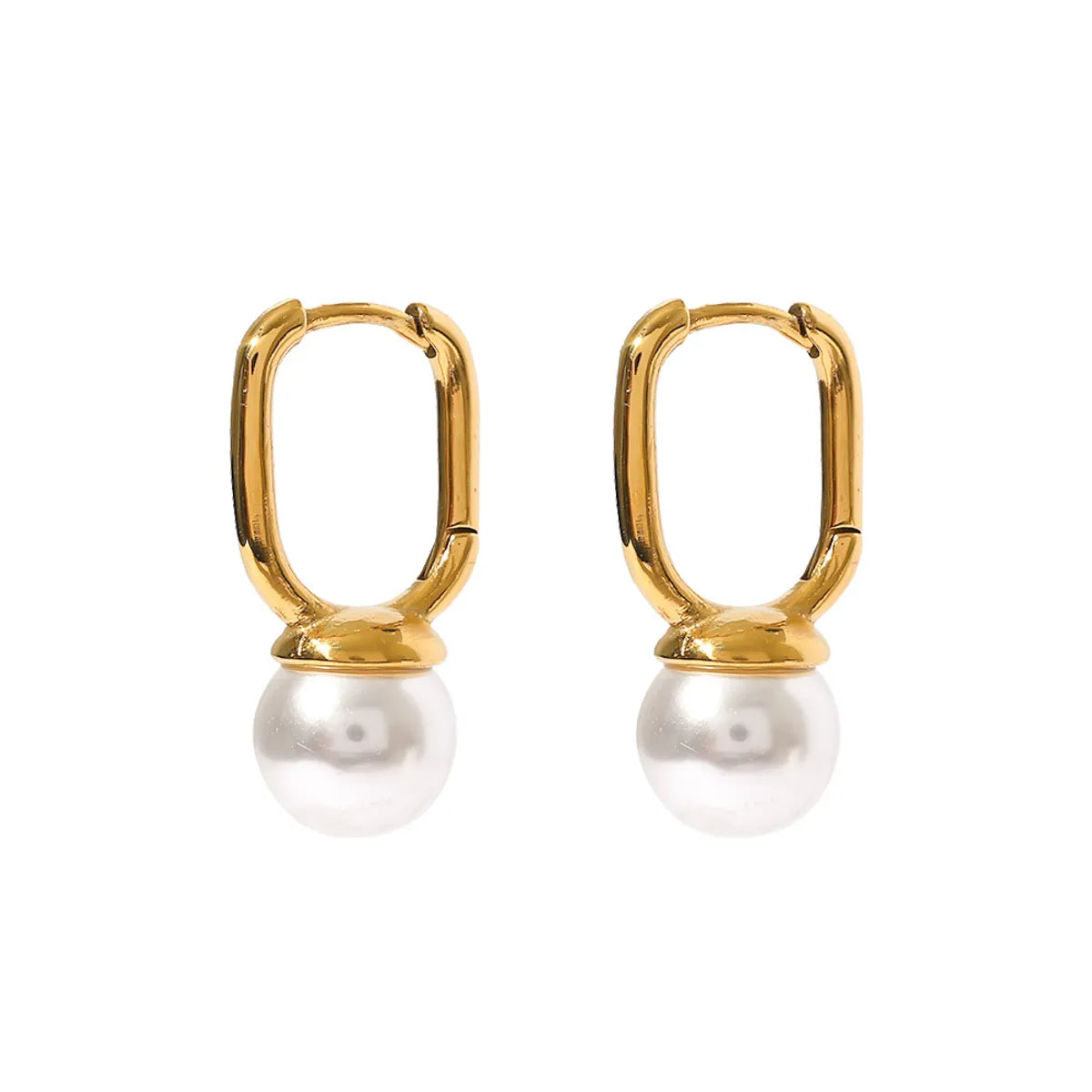 1 Pair Retro Geometric Stainless Steel Pearl Drop Earrings