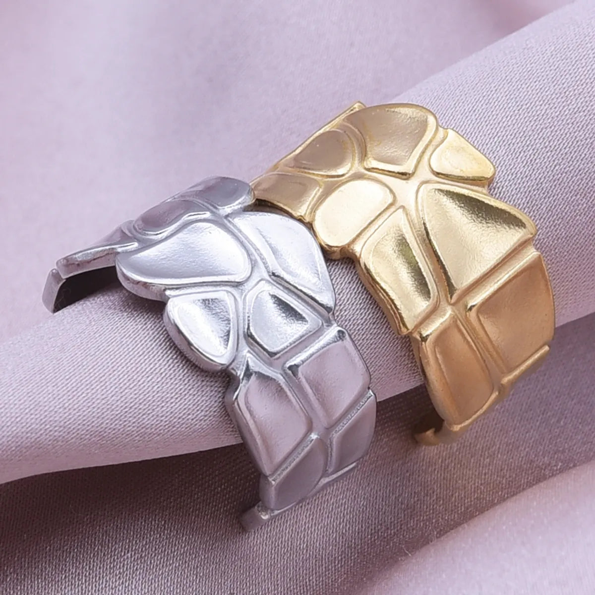 Retro Geometric Stainless Steel Plating 18k Gold Plated Open Rings