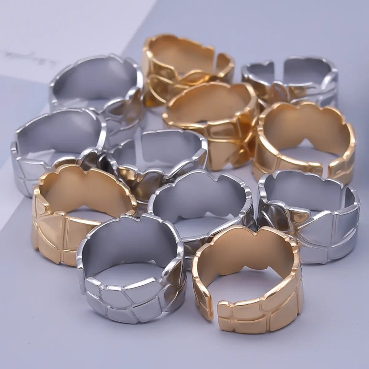 Retro Geometric Stainless Steel Plating 18k Gold Plated Open Rings