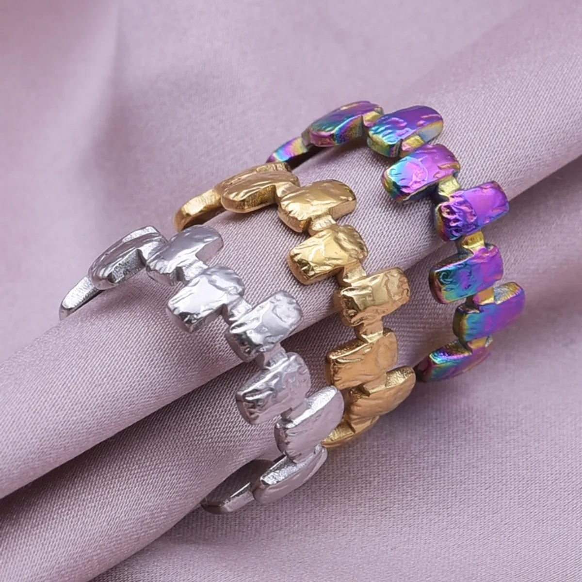 Retro Geometric Stainless Steel Plating 18k Gold Plated Rings