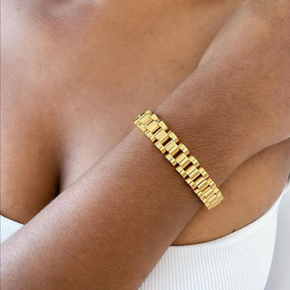 Retro Geometric Stainless Steel Plating 18k Gold Plated Bracelets