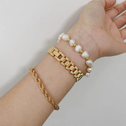 Retro Geometric Stainless Steel Plating 18k Gold Plated Bracelets