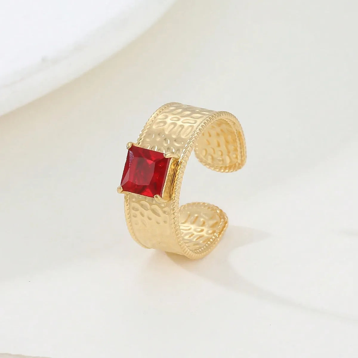 304 Stainless Steel 18K Gold Plated Retro Plating Inlay Geometric Zircon Open Rings