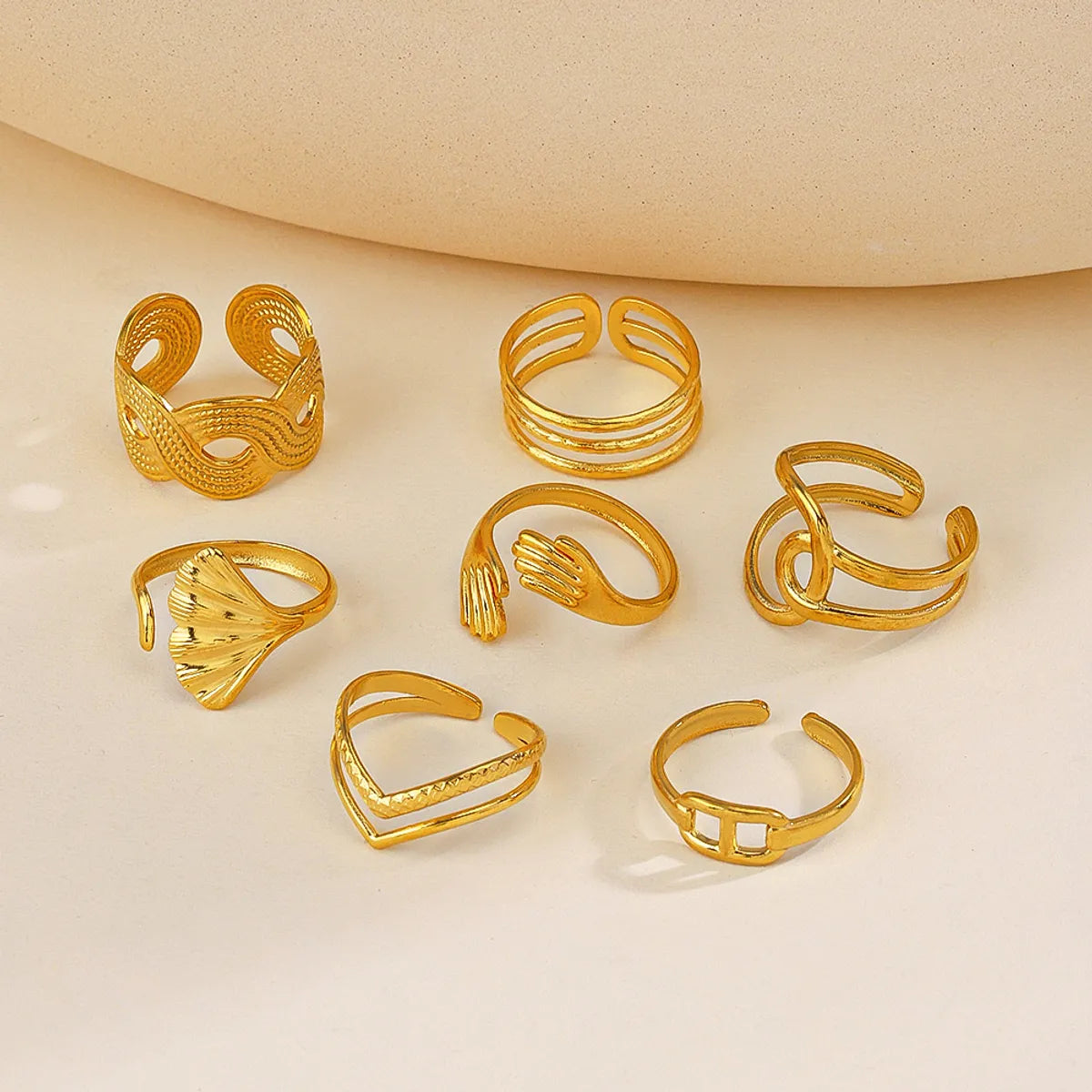 Retro Geometric Stainless Steel Plating Open Rings