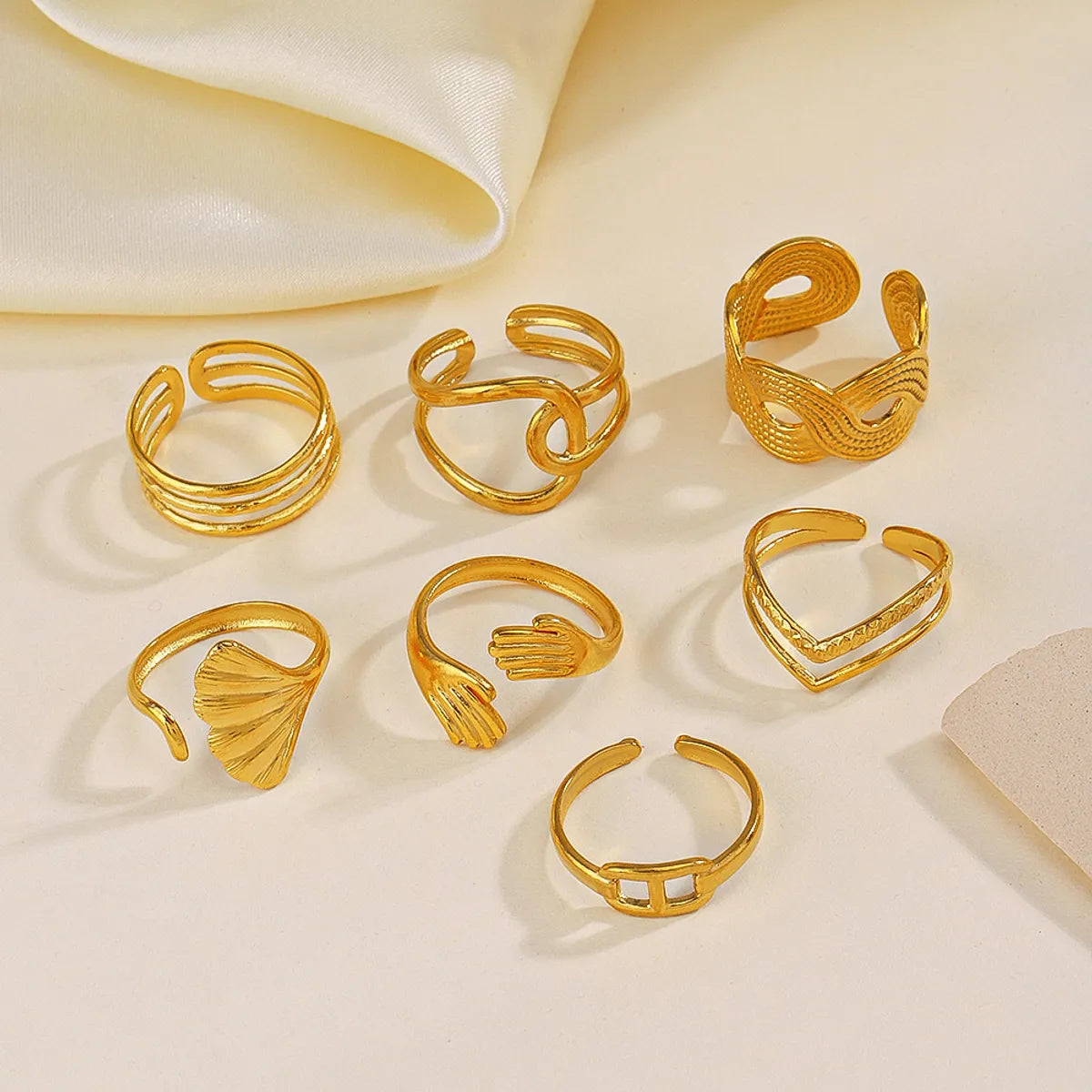 Retro Geometric Stainless Steel Plating Open Rings