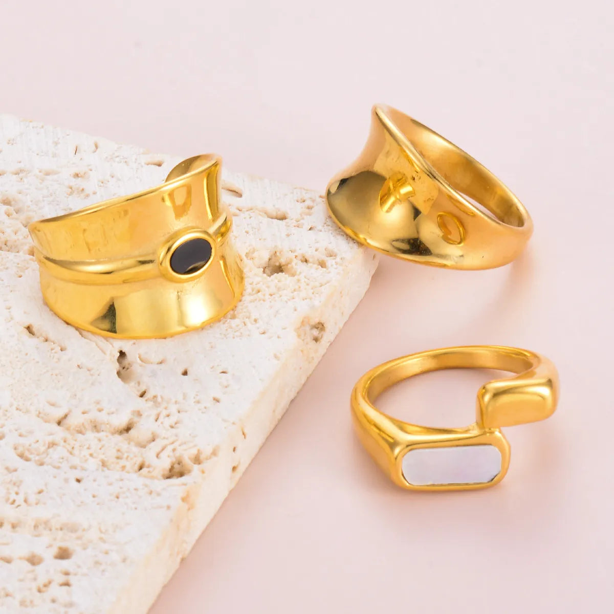 Retro Geometric Stainless Steel Plating Rings