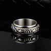 Retro Geometric Stainless Steel Rotating Mantra Ring For Men And Women With Oiled Finish Jewelry
