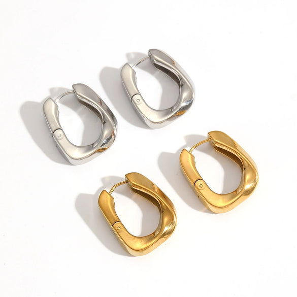 Retro Geometric Stainless Steel Women's Earrings With Electroplating