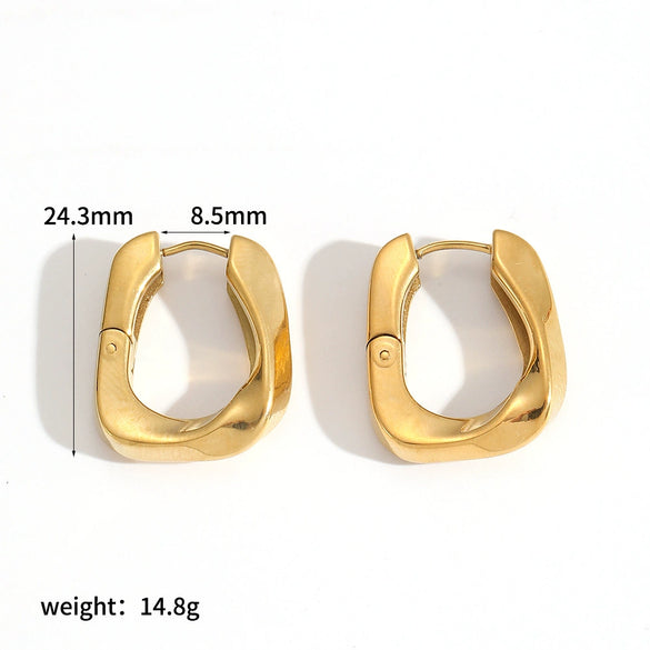 Retro Geometric Stainless Steel Women's Earrings With Electroplating