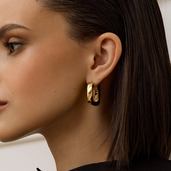 Retro Geometric Stainless Steel Women's Earrings With Electroplating