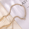 Retro Geometric Star Pendant Necklace For Women Titanium Steel With Zircon Inlay 18K Gold Plated