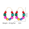 Retro Geometric Titanium Steel Silver Inlay Artificial Crystal Drop Earrings 1 Pair