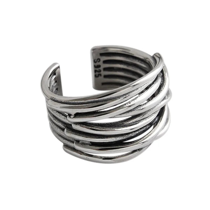 Retro Geometric Sterling Silver Plating Open Ring 1 Piece