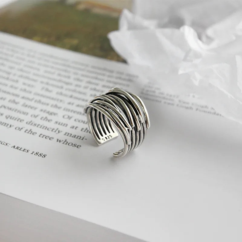 Retro Geometric Sterling Silver Plating Open Ring 1 Piece