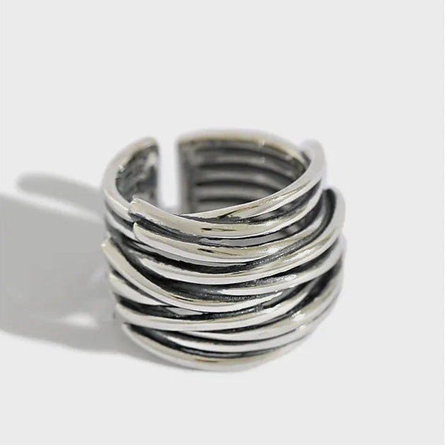 Retro Geometric Sterling Silver Plating Open Ring 1 Piece