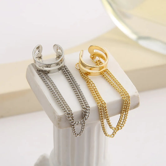 Retro Geometric Tassel Alloy Plating Ear Clips