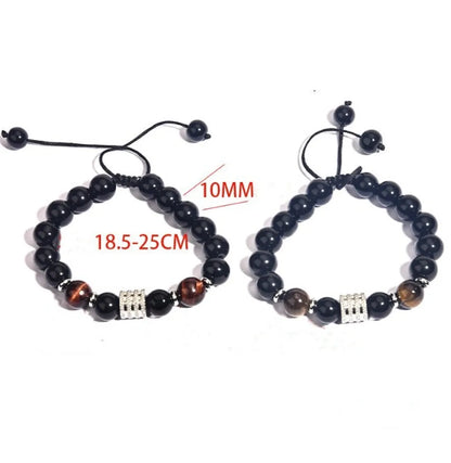 Retro Geometric Tiger Eye Obsidian Men'S Bracelets