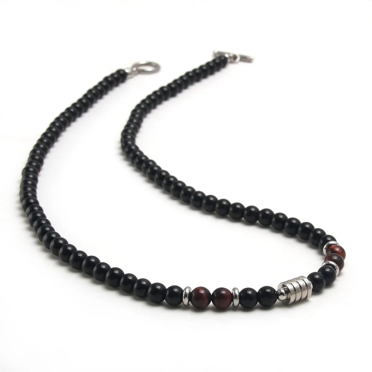 Retro Geometric Tiger Eye Titanium Steel Beaded Plating Unisex Necklace