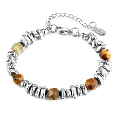 Retro Geometric Tiger Eye Titanium Steel Irregular Plating Unisex Bracelets