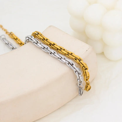 Retro Geometric 304 Stainless Steel 18K Gold Plated Bracelets In Bulk