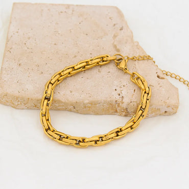 Retro Geometric 304 Stainless Steel 18K Gold Plated Bracelets In Bulk