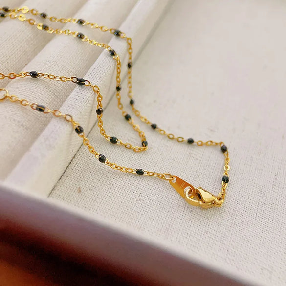 Retro Geometric Titanium Steel Enamel Necklace 1 Piece