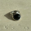 Retro Geometric Titanium Steel Inlay Natural Stone Rings