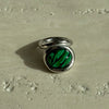 Retro Geometric Titanium Steel Inlay Natural Stone Rings
